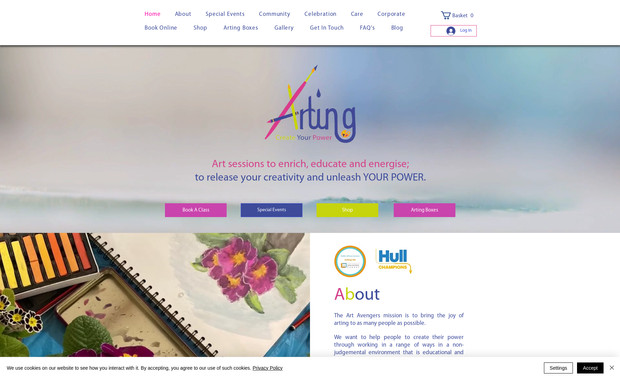 Arting: An art website has to reflect the creativity of the owner, and I think we achieved this. Plenty of bright colours which perfectly match the logo and bring out the idea that anything can be created, which is exactly what the owner wanted.
