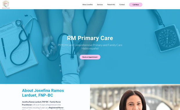RM Primary Care: Redesign Health Care Website. House calls nurse. 