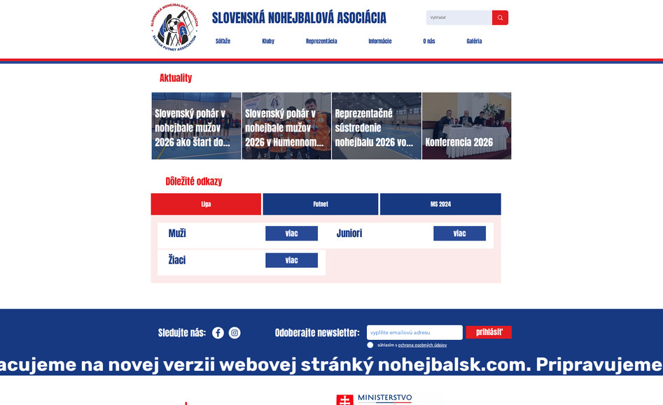 Slovenska nohejbalova asociacia: Complete redesign and SEO of the original web. 