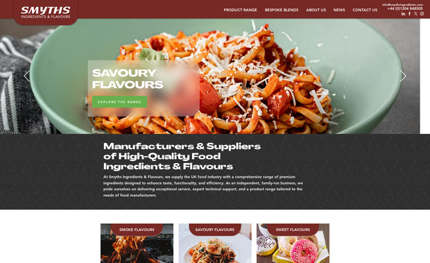 Smyths Ingredients: This was a complete redesign for an established business and includes a dynamic page system