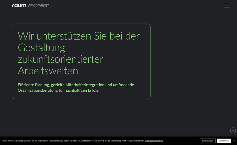 Innenarchitektur: Für die Raum Rebellen – Innenarchitektinnen haben wir eine moderne WIX Studio Webseite entwickelt, die Kreativität, Professionalität und Designkompetenz gleichermaßen transportiert. Der vorhandene Name und die Domain wurden in einen klaren Markenauftritt eingebettet und durch eine visuell starke, nutzerfreundliche Online-Präsenz weiterentwickelt.

Mit einer suchmaschinenoptimierten Struktur, emotionalem Storytelling und einer ausdrucksstarken Bildsprache entstand eine Webpräsenz, die den Charakter der Marke perfekt widerspiegelt und Kunden direkt anspricht.