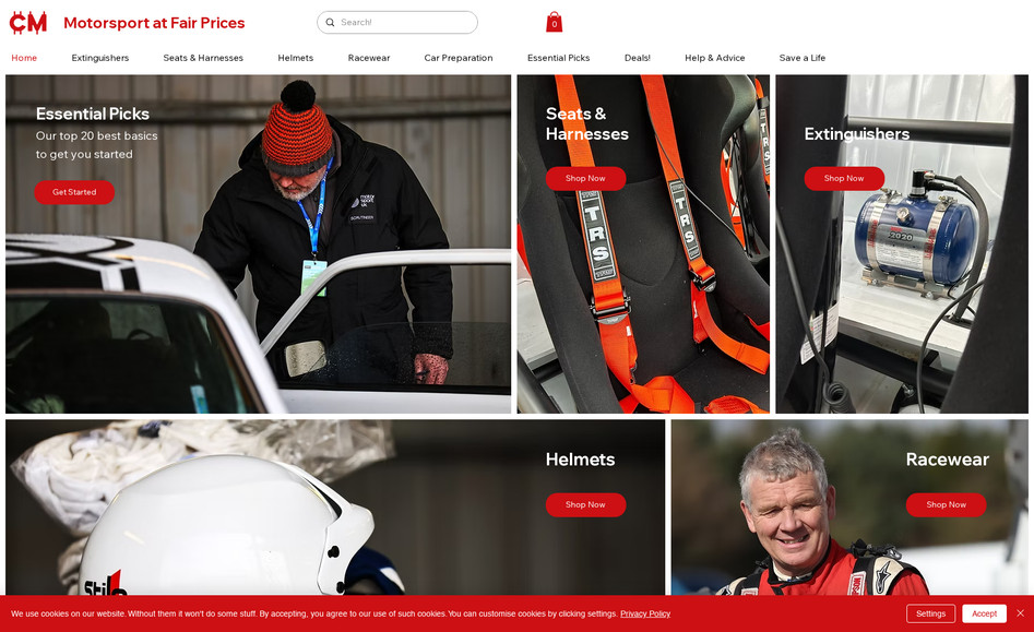 Clubman Motorsport: This shop site was developed in Wix Studio using custom coding to allow the client to display pricing both including and excluding VAT.