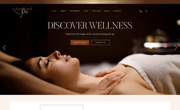 AvantGard Spa: Website redesign for spa in California. Client wanted the soothing and relaxing feeling of the spa to be reflected on the website, and we delivered the same. 