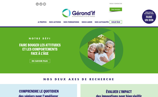 Gérond'if : Site pour un association de recherche sur le vieillissement. Identité visuelle.