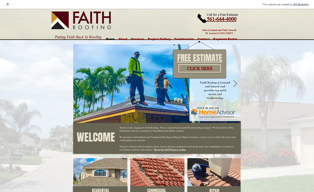 Faith Roofing: Roofing company in the Jupiter, FL area that drives leads through their website. They wanted a portal where clients could pay online.