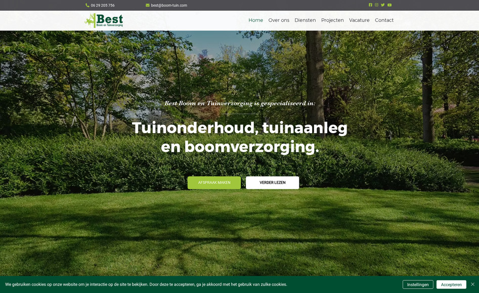 Best Boom en Tuinverzorging: Best Boom en Tuin is in 2016 opgericht door Bern van Hal en Stijn Liersen. Allebei rondden ze de opleiding Bos- en Natuurbeheer en de opleiding tot European Tree Worker af en zitten al ruim een decennium in het vak.