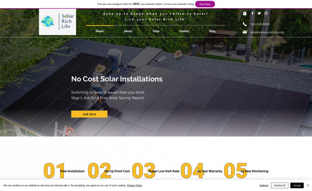 Solar Rich Life: Built the website from scratch on both desktop and mobile version
