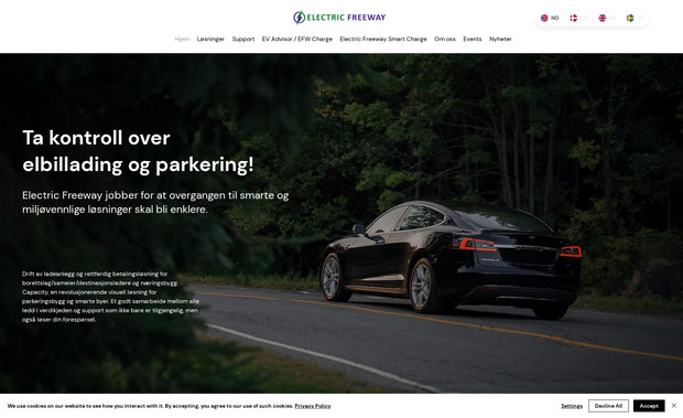 Electric Freeway: Kunden behøvde å re-designe sin eksisterende side, flytte den over til Editor X og gjør nettsiden tilgjengelig på de aktuelle språkene. 