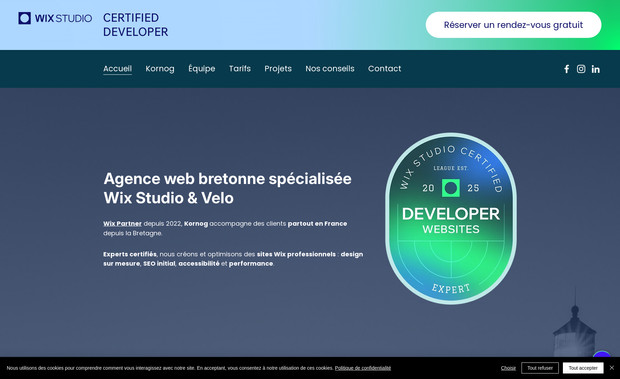 Kornog Wix: Le site qui présente notre activité sur Wix