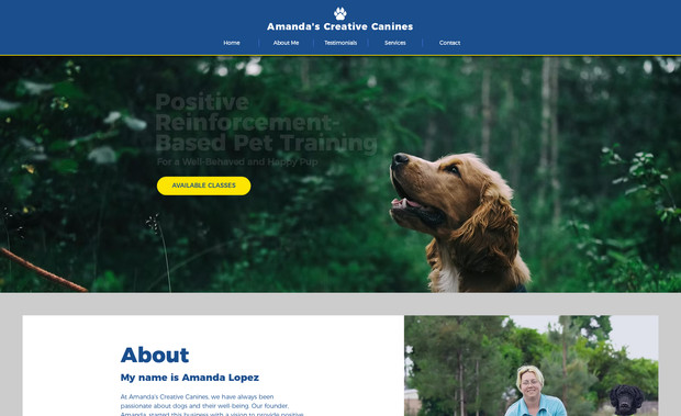 Amanda's Creative Canines: Redesign, copy updates.