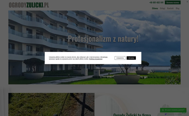 Ogrody Żulicki: W projekcie strony internetowej dla Ogrody Żulicki moje zadania obejmowały:
1. Zaprojektowanie strony internetowej: Stworzenie nowoczesnego i funkcjonalnego designu, który w pełni odpowiadał potrzebom klienta oraz podkreślał profesjonalizm firmy Ogrody Żulicki.

2. Wygląd zgodny z identyfikacją wizualną: Dopasowanie estetyki strony do istniejącej identyfikacji wizualnej firmy, dbając o spójność kolorystyki, typografii i elementów graficznych z innymi materiałami promocyjnymi.

3. Doradztwo: Proponowanie rozwiązań, takich jak założenie bloga czy sekcji aktualności, które mogłyby zwiększyć zaangażowanie użytkowników i pozycjonować firmę jako lidera w dziedzinie zakładania ogrodów i nowoczesnego nawadniania.
