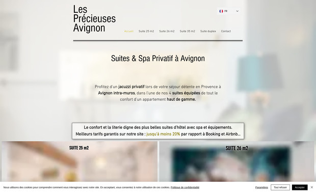 Les Précieuse Avignon: Site vitrine avec lien de réservation pour des logements en location saisonnière à Avignon.