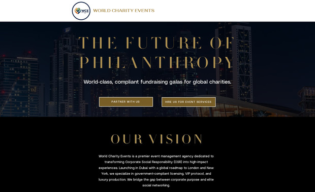 World Charity Events: classic web design