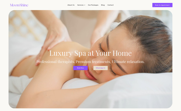 MoonShine Home Spa: Created website for a home spa service company and SEO of the website
