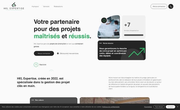 HKL Expertise: Site vitrine maitre-d'œuvre BTP
