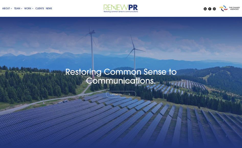 RENEWPR: I redesigned and rebuilt RENEWPR’s website in Wix Studio to elevate the firm’s digital presence and align it with its high-level communications expertise. The project included a full visual refresh with a modern, professional aesthetic, refined typography, improved content hierarchy, and a more strategic user experience.

I implemented a custom gradient brand treatment, responsive layouts across breakpoints, a streamlined navigation structure, and optimized blog functionality for thought leadership and press coverage. The site was structured for SEO, improved discoverability, and future scalability, while maintaining a clean, authoritative tone appropriate for a Washington, DC–based communications firm.

The result is a polished, credibility-driven website that positions RENEWPR as a strategic leader in energy, environmental, equity, and public affairs communications.