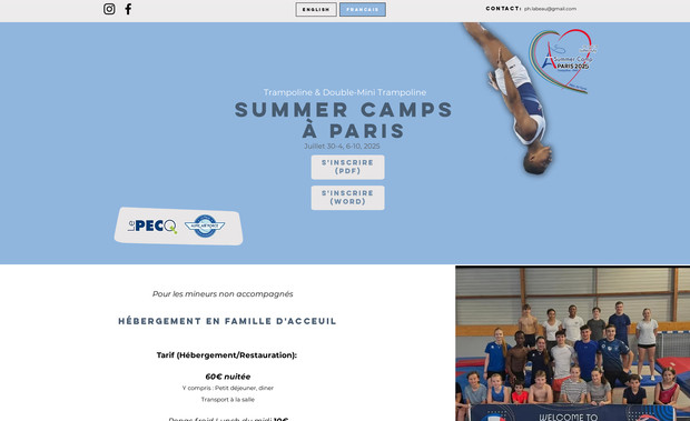 Summer Camps: Created a bilingual website from scratch for a Gymnastics club.