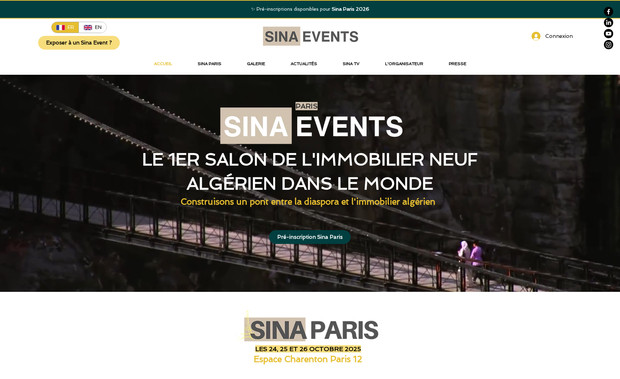 SINA EVENTS: Nous travaillons pour Sina Events depuis maintenant 2 ans, de la refonte du site internet jusqu'à l'accompagnement marketing pour chaque salon immobilier.