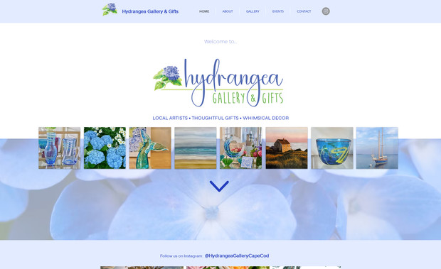 Hydrangea Gallery: Created a website for a new Hydrangea themed art gallery and gift shop.  
