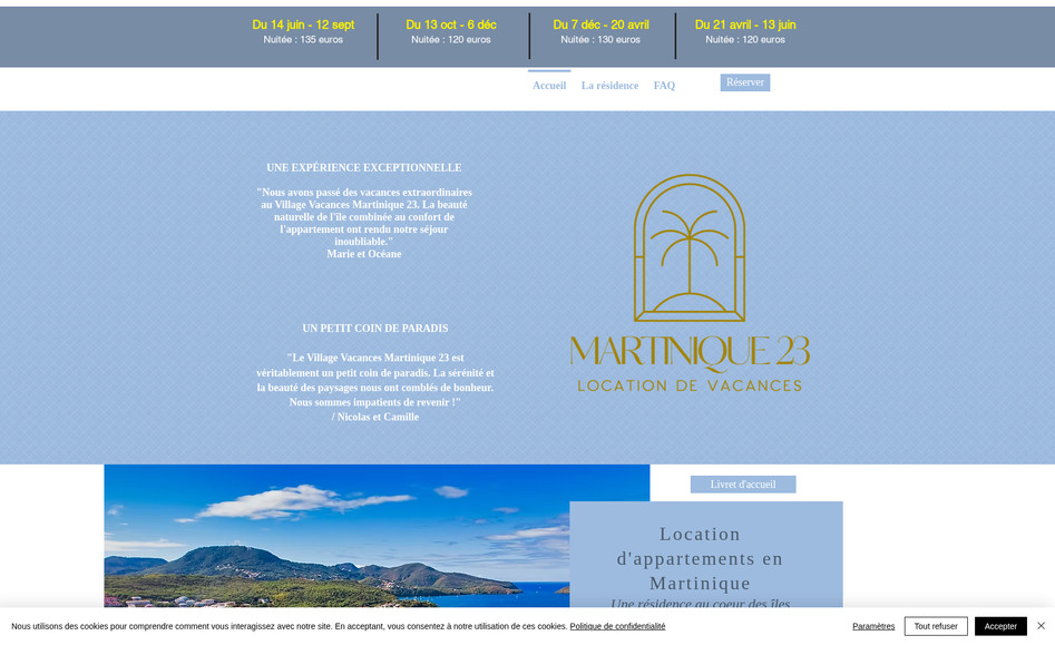 Martinique 23 : Location d'appartenment avec réservation en ligne