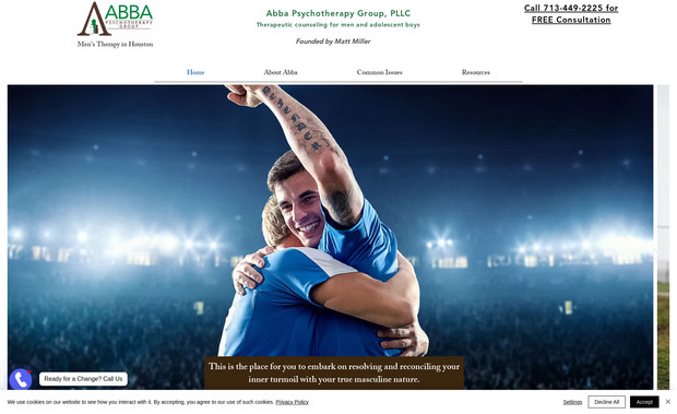 Abba Psychotherapy: This site was created for a mental health professional who focuses on treating male patients.   He offers excellent, professional, licensed treatments that help his patients move beyond mere coping into having a thriving existence. 