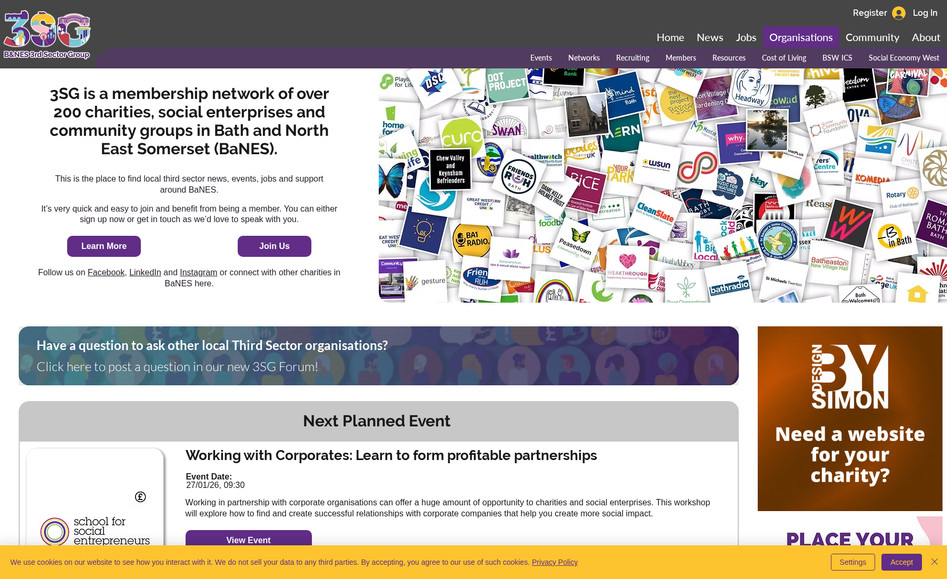 3sg.org.uk: This is my most complicated development to date. A membership site offering news, event management, job ads, resources and forums to their community. All developed in Editor X, offering a highly responsive design that looks great on all form factors.