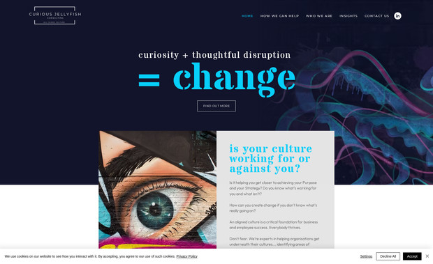 Curious Jellyfish: After our first initial meeting with Curious Jellyfish we came up with a plan to create a bespoke custom illustration which could be used across all brand touch points. This illustration helped to guide the design of the website and build. Creating a custom made design we helped to display a lot of the content in an easy to digest format.