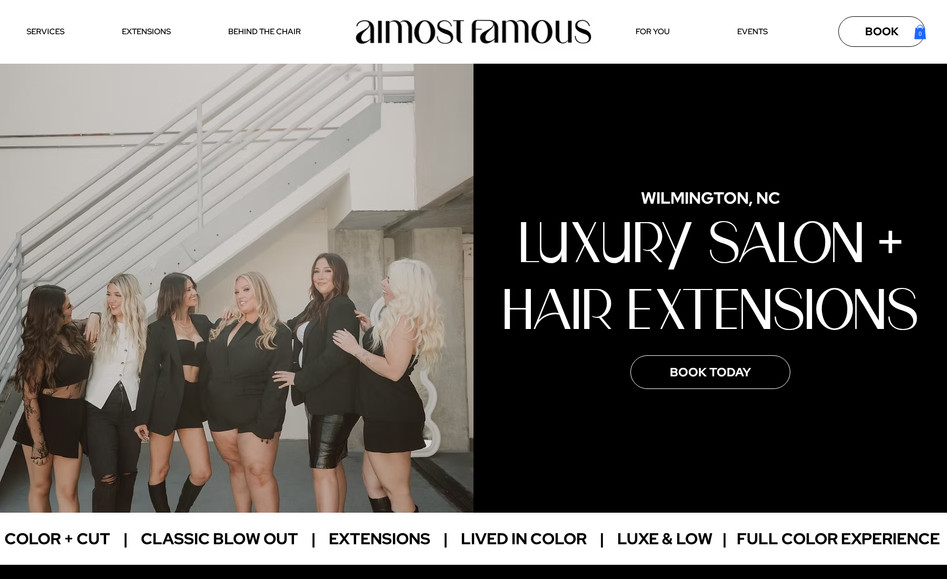 Almost Famous Salon: Service: Brand Kit and Custom Website Build