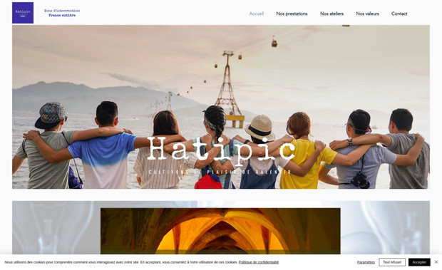 Hatipic | Création d'évènementiels: Conception & réalisation du site
Optimisation des visuels
Paramétrage pour version mobile
Référencement SEO
Mise en conformité réglementaire : mentions légales, politique de confidentialité (RGPD), CGV
Accompagnement création boite mail pro