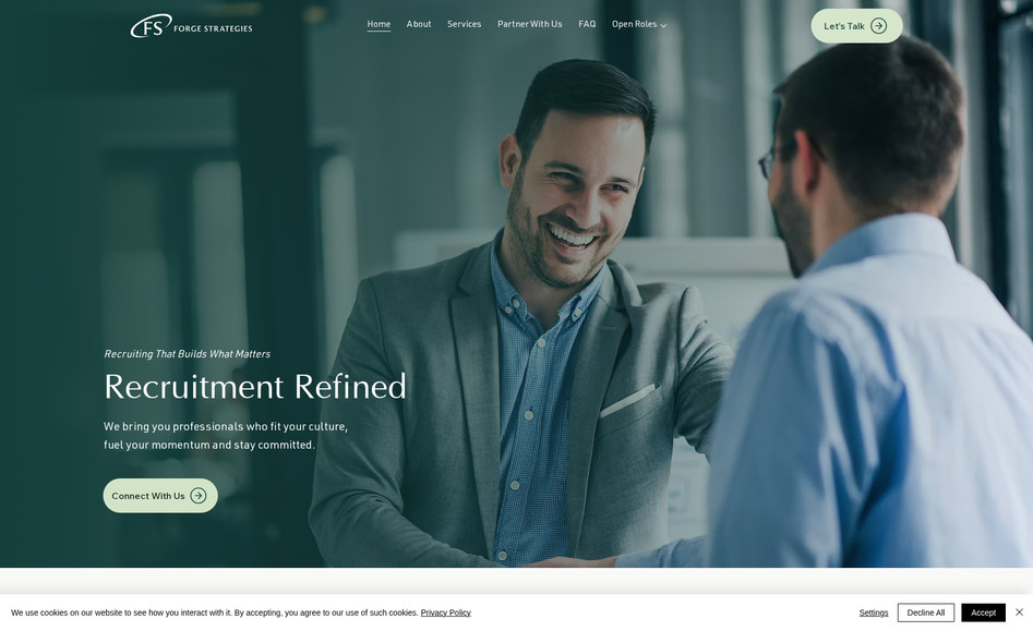 Forge Strategies: Full branding and custom studio website.