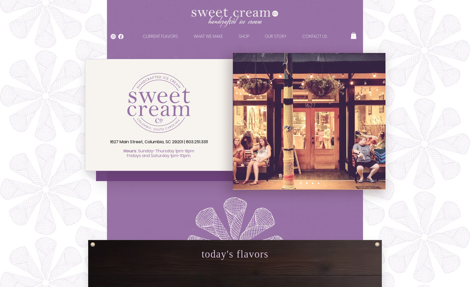 Sweet Cream Co.: Complete redesign and transfer from Wordpress to Wix