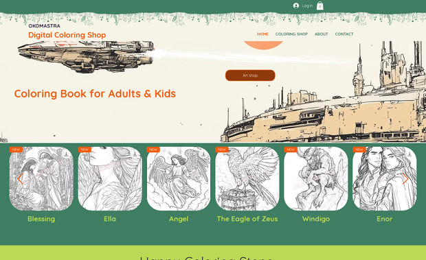  Digital Coloring Shop OKOMASTRA: Online store for OKOMASTRA brand. Unique brand style creation, custom web design, web shop, eCommerce settings, payment connection, SEO setup, testimonials, feedback form. Social media accounts are connected. Located in Ukraine.