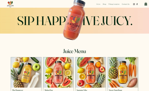 Juicy Life LLC: On-demand cold pressed juiced made to order. Pickup only. Set up for online payments. 
