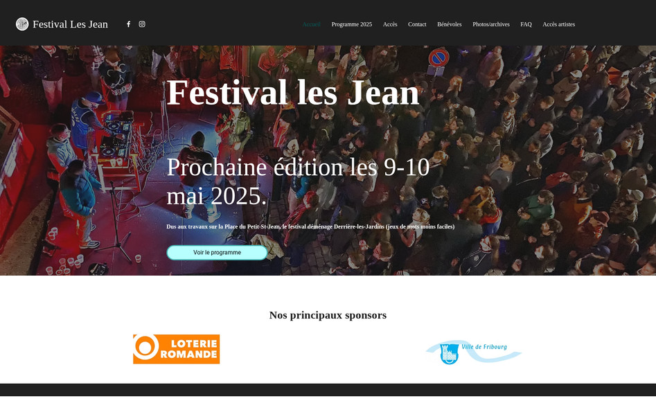 Festival Les Jean: Création et soutien pour le site web du Festival "Les Jean"
