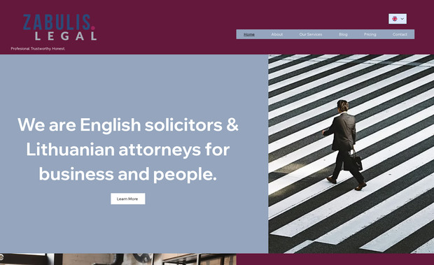 Zabulis Legal: Redesign of the entire website structure.