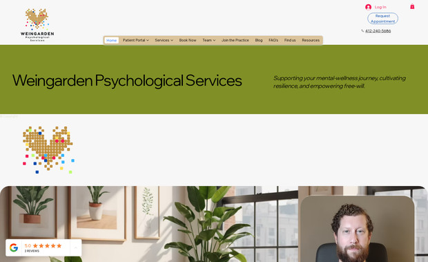 Weingarden Psychological Services: A clean, professional Wix Studio site designed for a private psychological practice offering therapy and assessments. It features intuitive navigation, mobile responsiveness, and geo-targeted SEO to attract local clients. Service pages are clearly segmented (e.g., ADHD, couples therapy), with trust-building elements like licensure details and testimonials. Accessibility and privacy-conscious design ensure a welcoming experience for all users.
