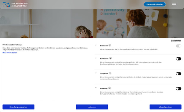 Psychotherapie-Ambulanz-Wien: Realisierung der Online-Präsenz der Wiener Psychotherapie-Ambulanz als dynamische, responsive Website.