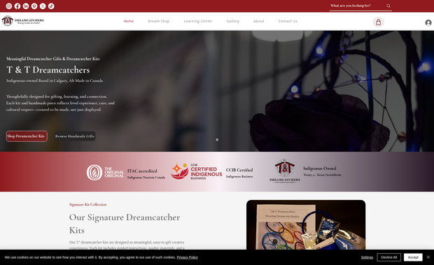 T & T Dreamcatchers: This is my client Jona Sparvier's project. I first designed the site on Figma and then developed it on Wix. We transformed it into a more visually appealing, modern, and user-friendly website.