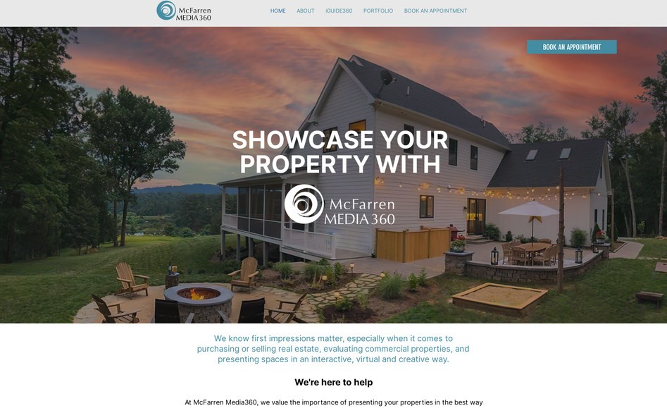 McFarren Media 360: Website design for photographer / videographer. Scope of work included logo design, business cards, social media pages, and website design. 