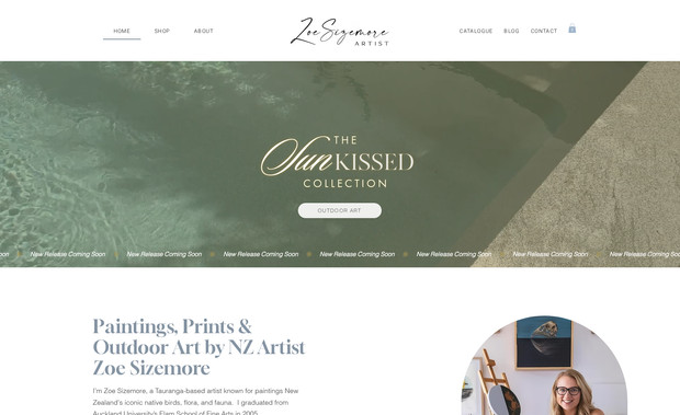 Zoe Sizemore Artist: Website and branding design for ecommerce website.