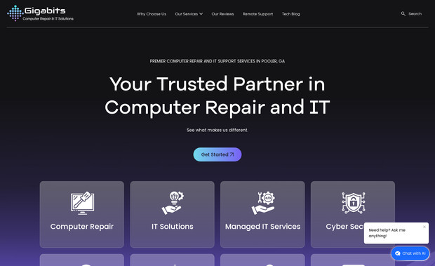 Gigabits: 23 Custom Pages! IT Software Company for Pooler Georgia.
