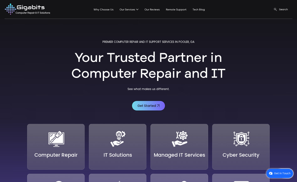 Gigabits: 23 Custom Pages! IT Software Company for Pooler Georgia.