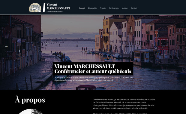 Vincent Marchessault conférencier: Création d'un site Internet pour un conférencier canadien.