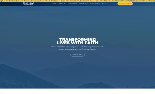 Good News Counseling - Service Based Website: Good News Counseling had a Wix Studio site built from scratch with a focus on drumming leads into their 3rd party system. Site features a blog for SEO purposes and contact forms for warm leads.