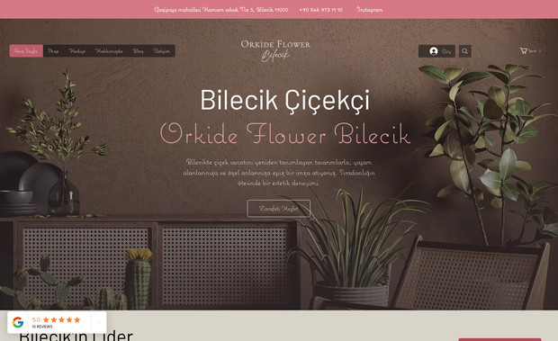 Orkide Flower Bilecik: Bilecik'in köklü çiçekçisi Orkide Flower için firmanın zarafetini yansıtan, modern ve kullanıcı dostu bir web sitesi tasarladık. Wix altyapısını kullanarak, ürünlerin estetik bir şekilde sergilendiği ve kolayca sipariş verilebildiği (e-ticaret) fonksiyonel bir platform oluşturduk.