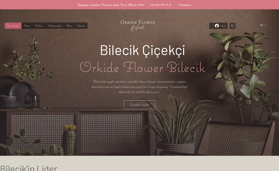 Orkide Flower Bilecik: Bilecik'in köklü çiçekçisi Orkide Flower için firmanın zarafetini yansıtan, modern ve kullanıcı dostu bir web sitesi tasarladık. Wix altyapısını kullanarak, ürünlerin estetik bir şekilde sergilendiği ve kolayca sipariş verilebildiği (e-ticaret) fonksiyonel bir platform oluşturduk.
