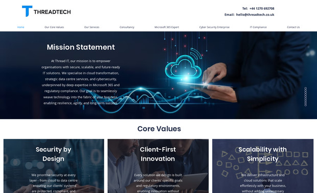 Threadtech: One page website design