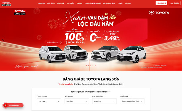 Toyota Lạng Sơn: Toyota Lạng Sơn, initially a newly established dealership with no prior online presence, entrusted Tempeeshop.com with the mission to create a professional automotive sales website capable of competing with established industry leaders. Recognized for our expertise, we were recommended and chosen by the client to spearhead this project.

What We Did:

Website Design and Development: We developed the Toyota Lạng Sơn website from the ground up, incorporating a modern and user-friendly design. Essential features such as price lists and detailed product pages for each car model were meticulously developed.

Mobile Optimization: Ensured the website is fully responsive, providing an optimal user experience on all devices.

Content Creation: Generated and structured all the website content, aligning with Toyota's brand guidelines and providing valuable information to potential customers.

SEO Optimization: Executed a comprehensive SEO strategy that significantly improved the website's search engine ranking and online visibility.

Results: The website has achieved considerable success, attracting a substantial number of visitors each month. It has been praised for its design and functionality, effectively increasing Toyota Lạng Sơn's online presence and customer engagement.