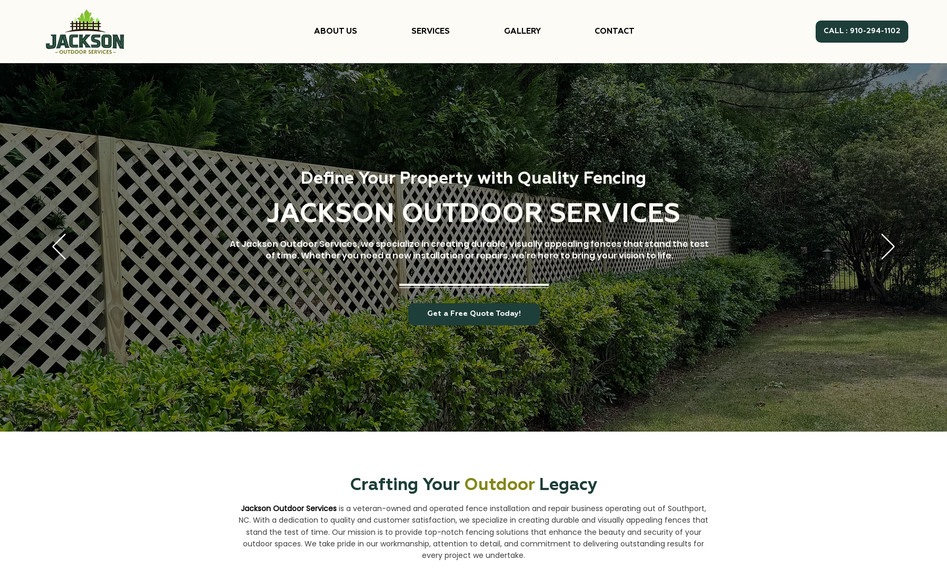 Jackson Outdoor Services: I led the complete redesign of the website for Jackson Outdoor Services, a landscaping and outdoor maintenance company, to modernize its look, improve functionality, and enhance user experience. The new design features a clean, updated layout that clearly showcases their services.

The site was restructured for easier navigation and mobile responsiveness, ensuring it performs well across all devices. I also improved the lead capture process by implementing a user-friendly contact and quote request form. The redesign included updated visuals, SEO enhancements, and faster loading speeds—resulting in a fresh, professional online presence that better represents the quality and reliability of their services.