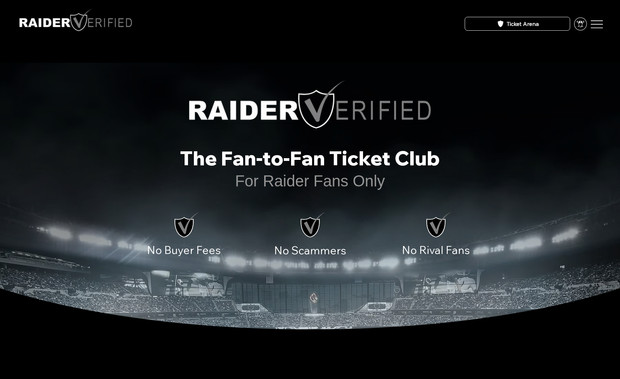 RaiderVerified: Ticket Arena for fans to buy and sell tickets.  Verification process and ticket sales. Administrator dashboard and members area.